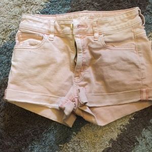coral high waisted shorts